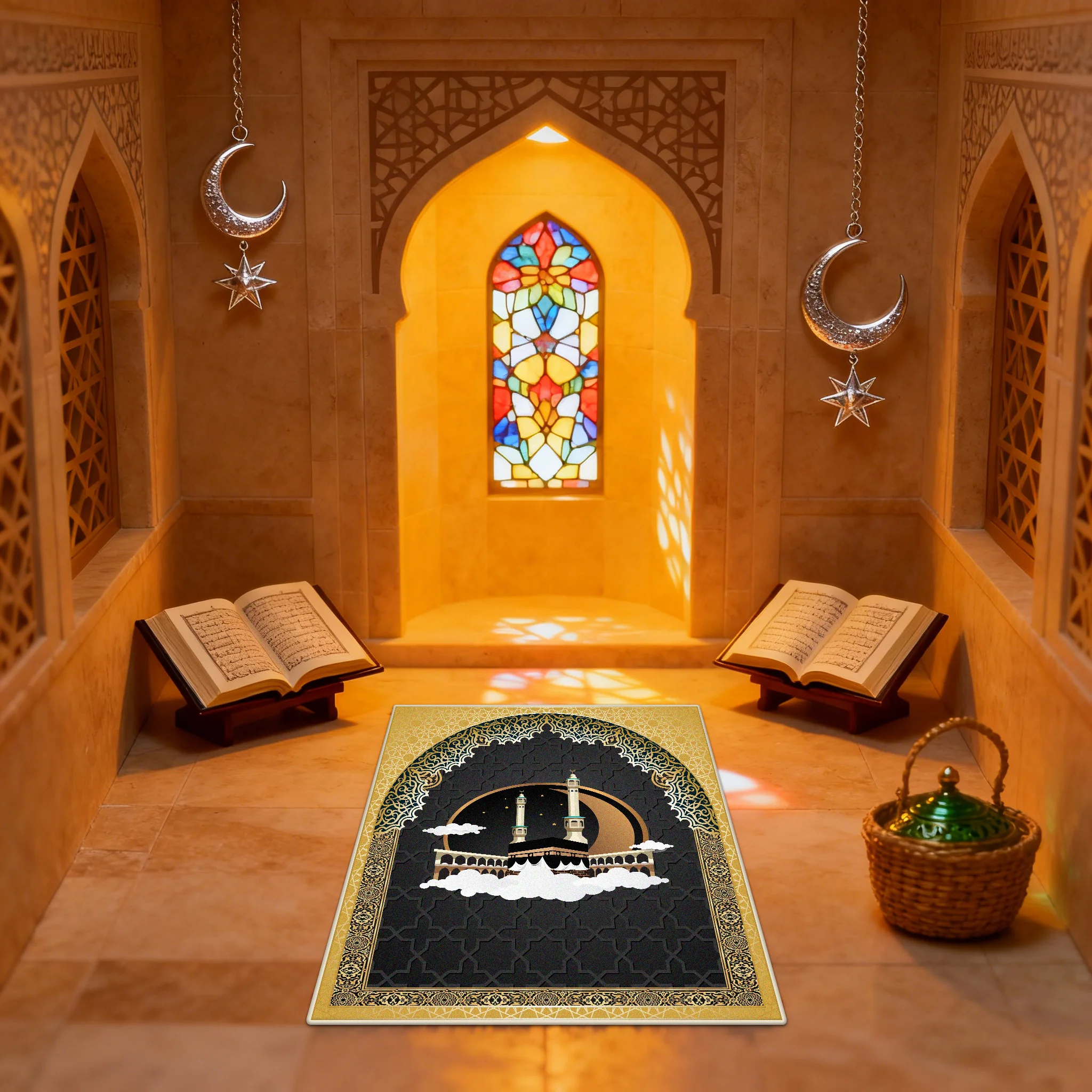 Luxury Mosque Pattern Fluffy Prayer Mat Easy Clean Lightweight Islam Worship Mat Non-slip Resilient Prayer Room  سجادة الصلاة