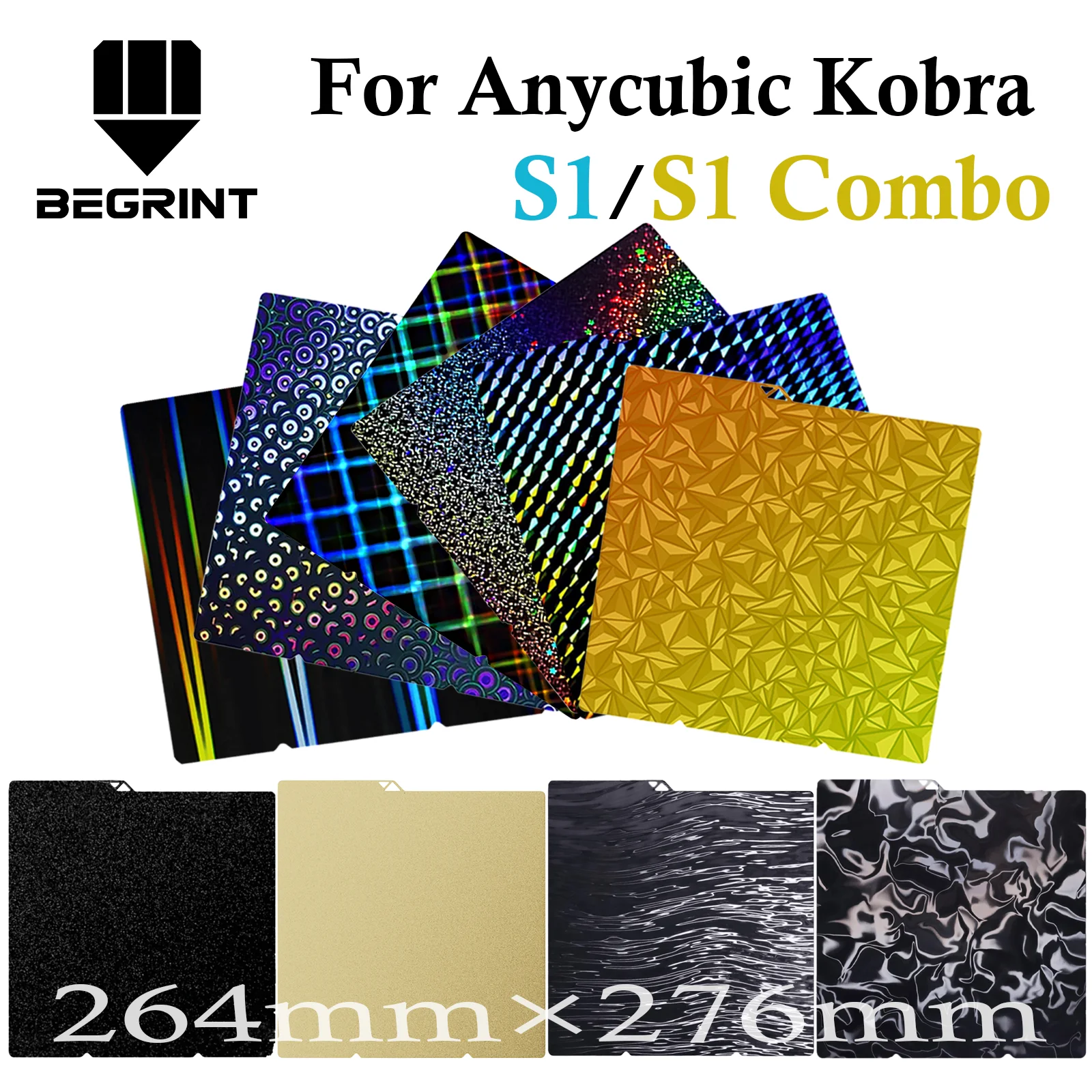 

Hotend для Anycubic Kobra S1 пластина Pei лист 264x276 текстурированная Kobra S1 комбинированная строительная пластина двухсторонний пружинный стальной лист Kobra