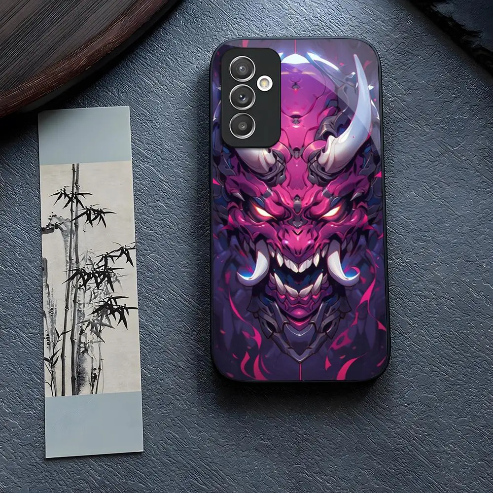 

Samurai Oni Mask Phone Case Glass for Samsung Galaxy S24 S23 S21 S22 S20 Ultra Fe Plus A34 A54 A24 A52 A53 M54 Cover