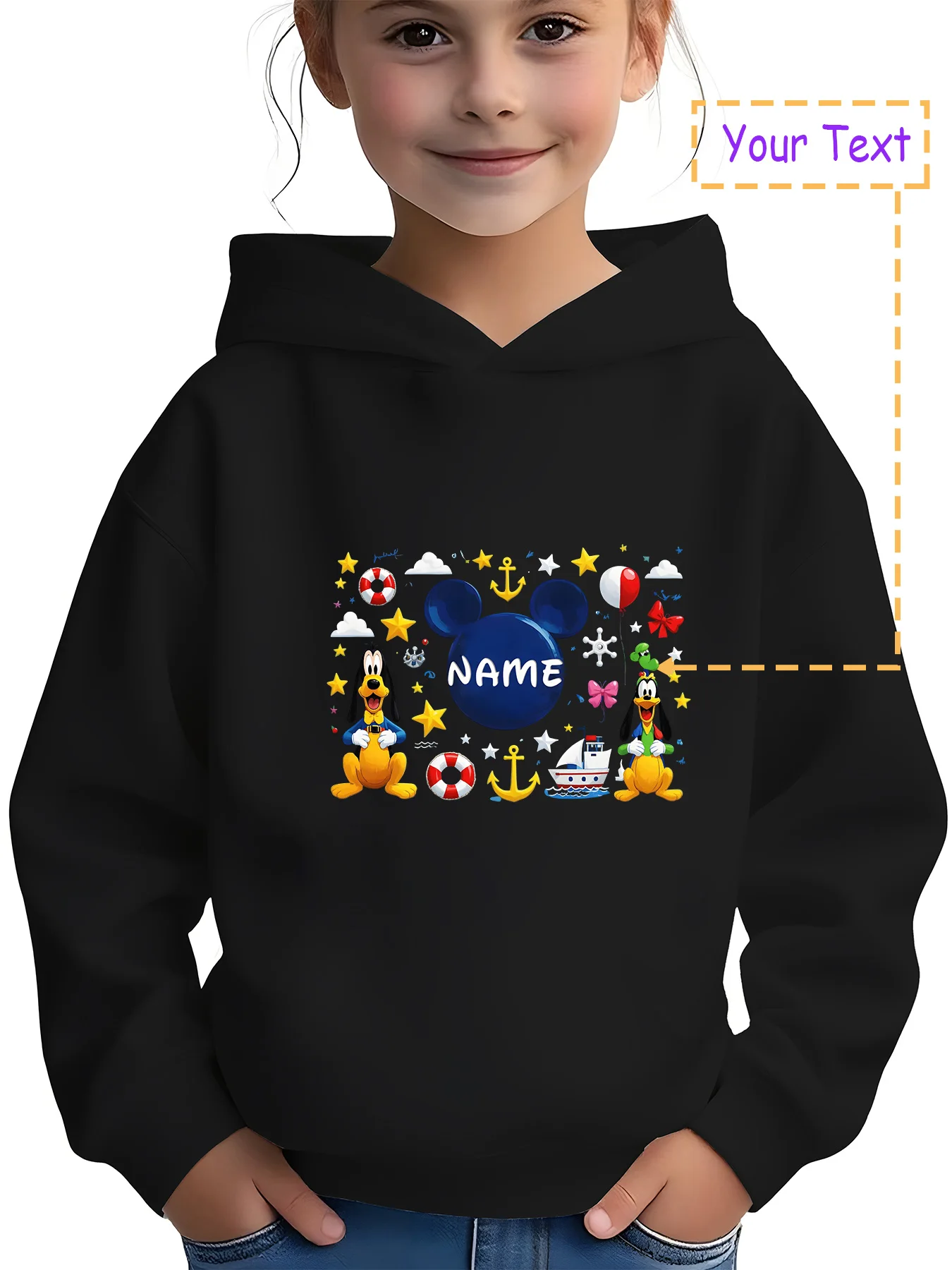 

MINISO Disney classic character hoodie - Goofy, Pluto and other characters surround Mickey, classic animation style, a must-have
