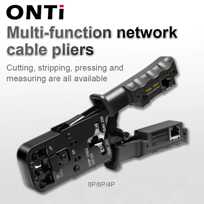 Профессиональный инструмент для зачистки проводов ONTi CAT6 с кристаллической головкой, обжимной инструмент с кабелем RJ45, тестер для 4P/6P/8P,