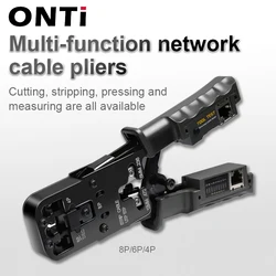 ONTi – dénudeur de fil professionnel CAT6, outil de sertissage de tête en cristal avec câbles RJ45, testeur de compteur pour coupe-câble réseau 4P/6P/8P