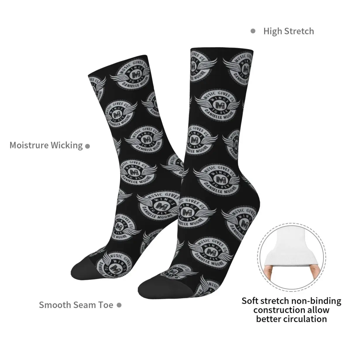 Danielle Moore Music D98 Socks Harajuku Super Soft Stockings All Season Long Socks Accessories for Man Woman's Birthday Present