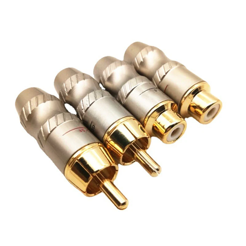 1/5/10PCS Copper gold-plated RCA male/female plug Lotus solder plug AV audio and video extension socket RCA wiring male/female