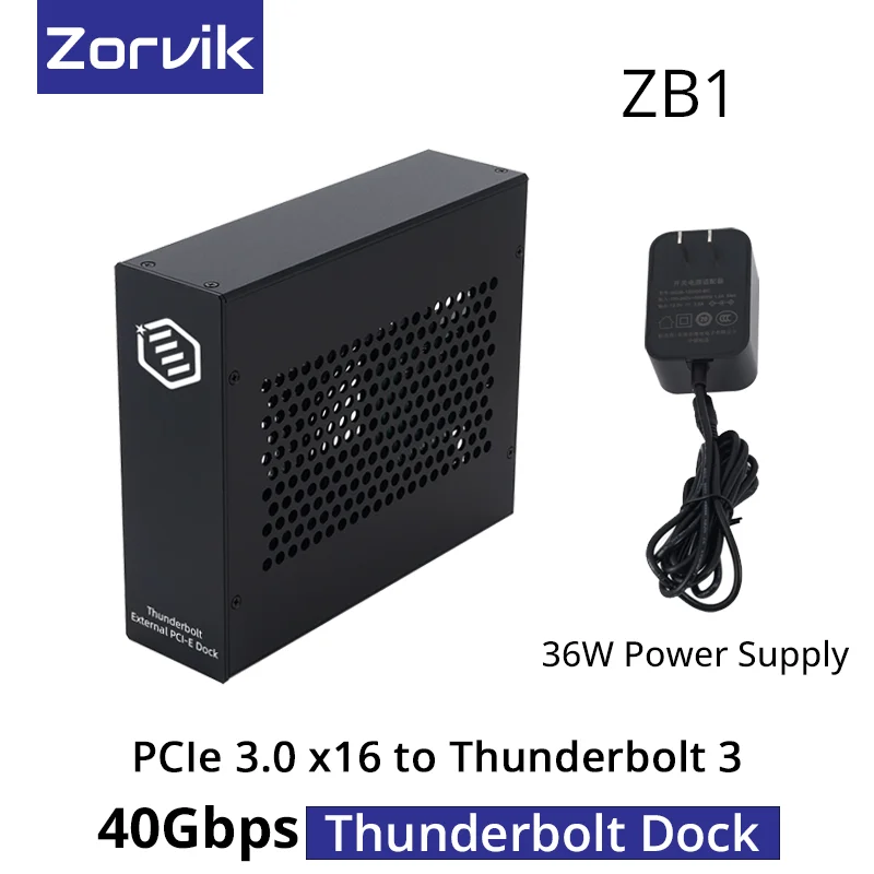 

Thunderbolt 3 to PCIe Card Dock with one PCIe 3.0 x16 Slot for Laptop/Desktop with 36W Power Supply