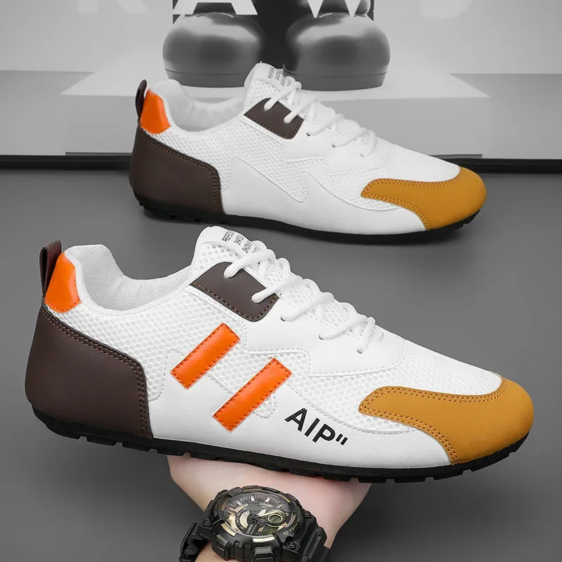 

Pop Men's Shoes Fashion Sports Casual Shoe Lace-Up Classic Mesh Shoes Outdoor Breathable Lightweight Flat Male Driving Shoes Zap