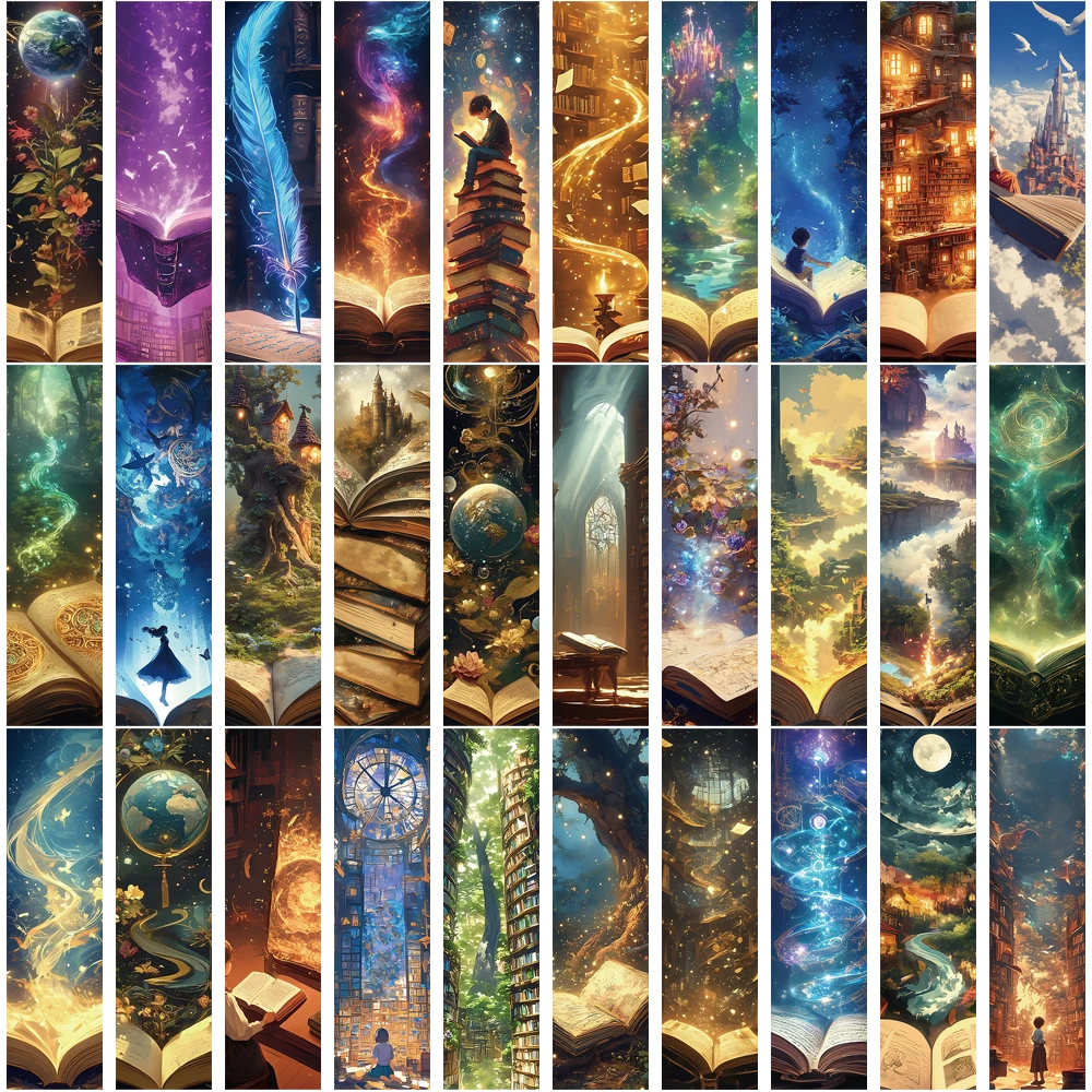 30/60PCS Creative Fantasy Reading Bookmarks High Beauty Cards Creative Reading Books Marking and Annotation DIY Bookmarks