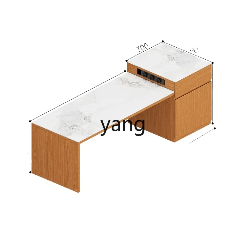 

LTT Solid Wood Island Household Retractable Small Unit Dining Side Bar Cabinet Rock Slate Dining Table and Chairs