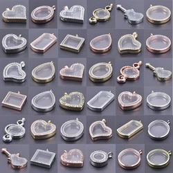 1Pc Mix Styles Round Heart Reliquary Picture Locket Pendant Punk Geometric Glass Urn Ashes Memorial Medaillon Colgantes Jewelry