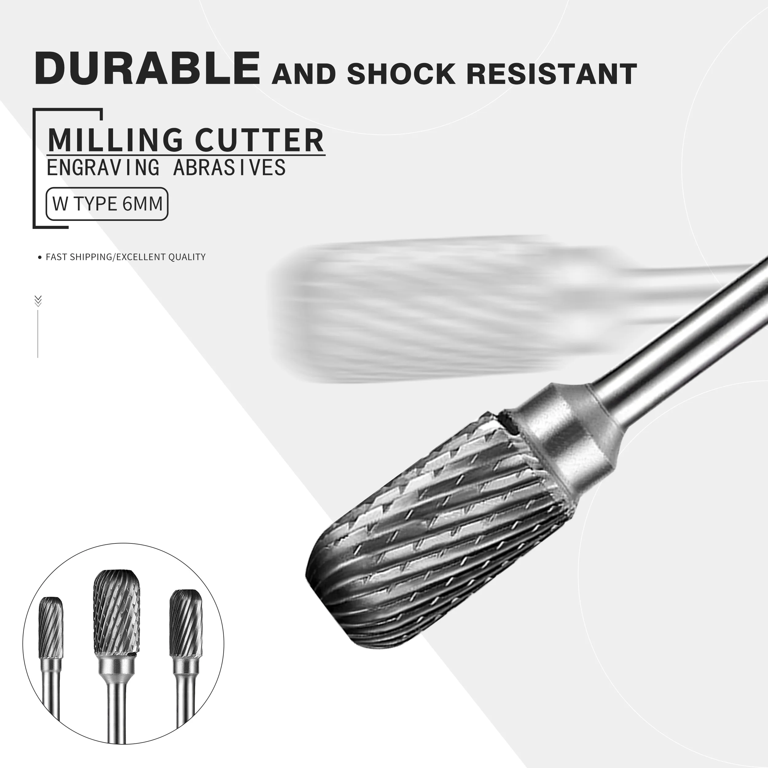 

W Type Processing Tool Alloy Rotary File Metal Tungsten Steel Grinding Head Milling Cutter Shank Diameter 6mm W1018M06 WX1622M06