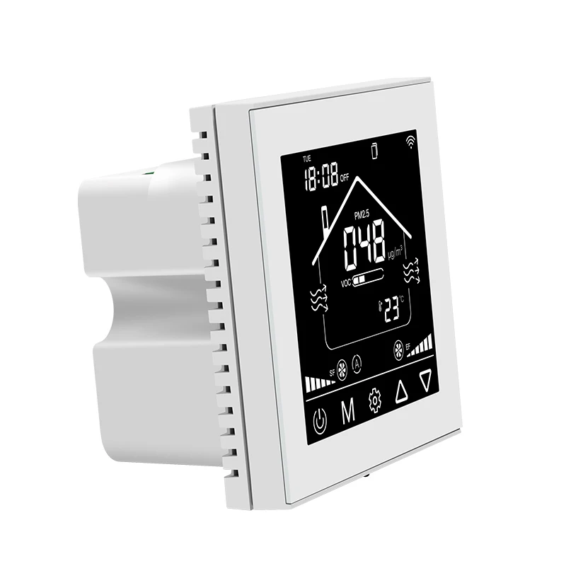 White Shell Real Time Monitoring VOC PM2.5 Temperature And Humidity RS485 HVAC Ventilation System Fan Controller