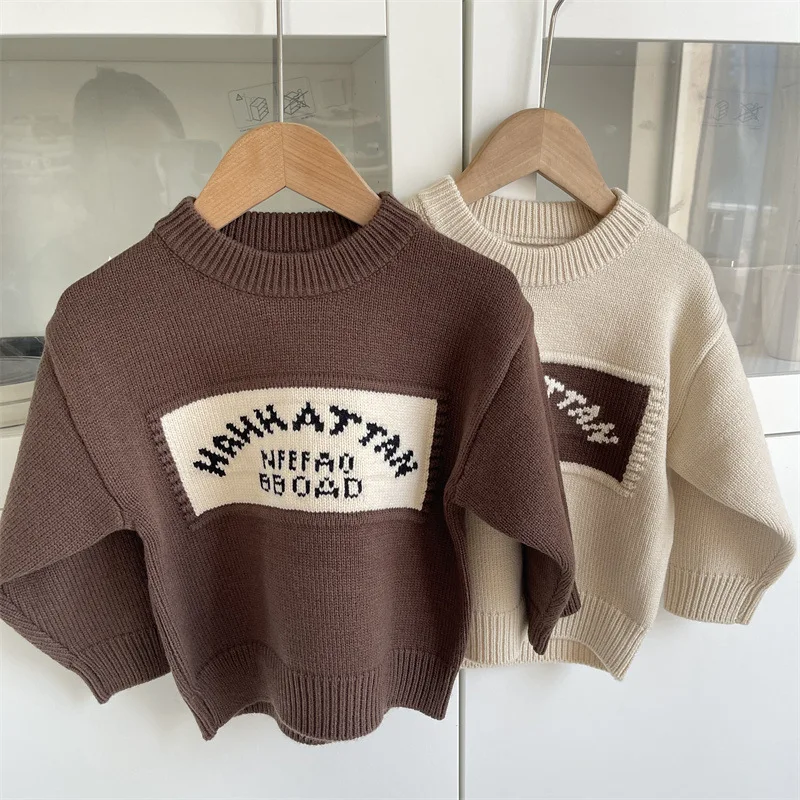 

Sweater 2024 autumn winter boy girl Korean top wool knitting comfortable simple tide active leisure