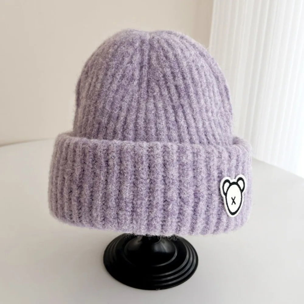 

Cute Cartoon Bear Children Beanie Cap Windproof Warm Knitted Hat Thicken Crochet Wool Hats Kids Boys Girls