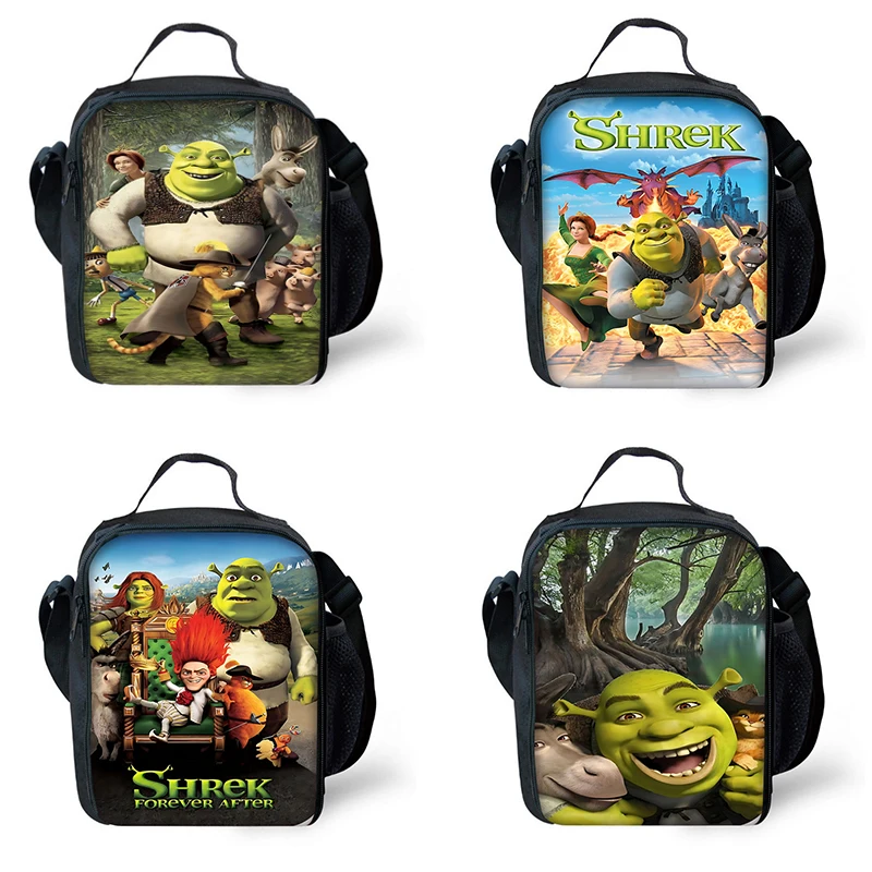 Bolsa de gran capacidad con aislamiento divertido S-Shreks para niños y niñas, fiambrera térmica reutilizable para pícnic al aire libre