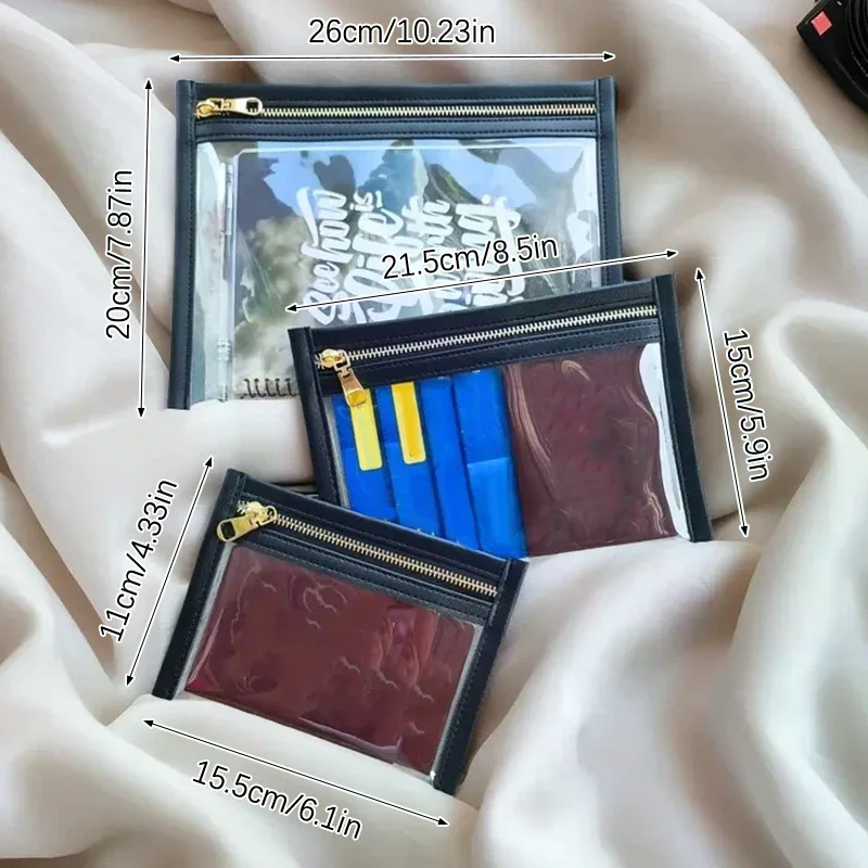 Bolsa organizadora de pvc com zíper, para passaporte, moedas, chaves, batons, cartões, fones de ouvido, estojo compacto para armazenamento de viagem