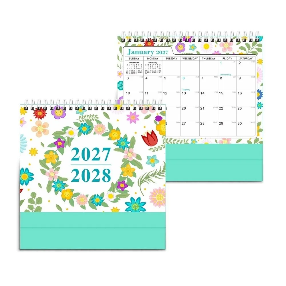 New Plant Desk Calendar Small January 2027-June 2028 2027 Desktop Planner Standing Flip Office Supplies Monthly Agenda Calendar