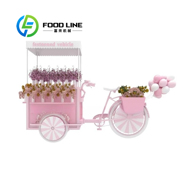 WholesaleCustomized Outdoor Iron Art Three Wheel Cart Night Market Stall Sweets Beverage Ice Cream Food Cart