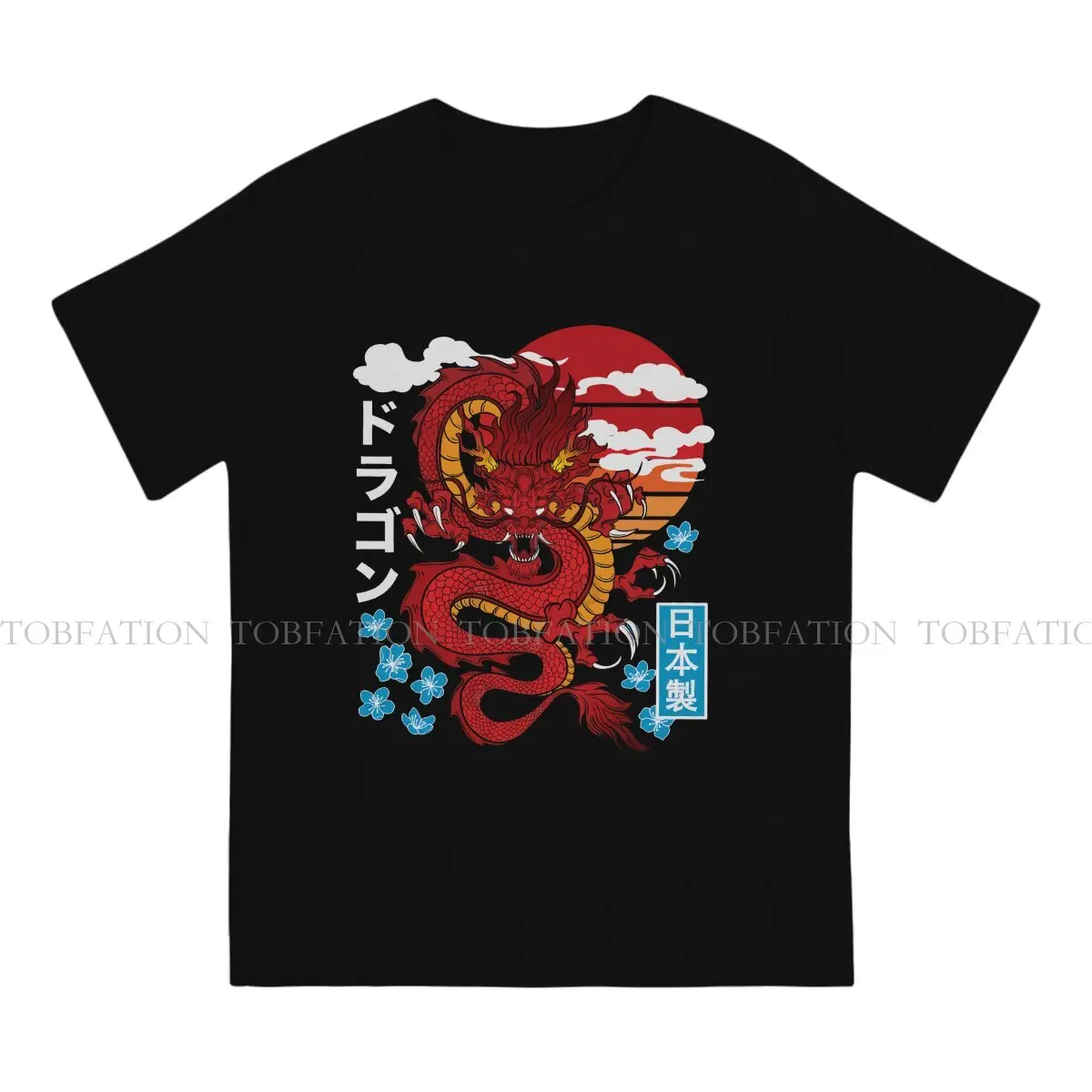 Dragon Design TShirt for Men Japanese Red Dragon Asian Tattoo Basic Casual Tee T Shirt Novelty New Design Fluffy