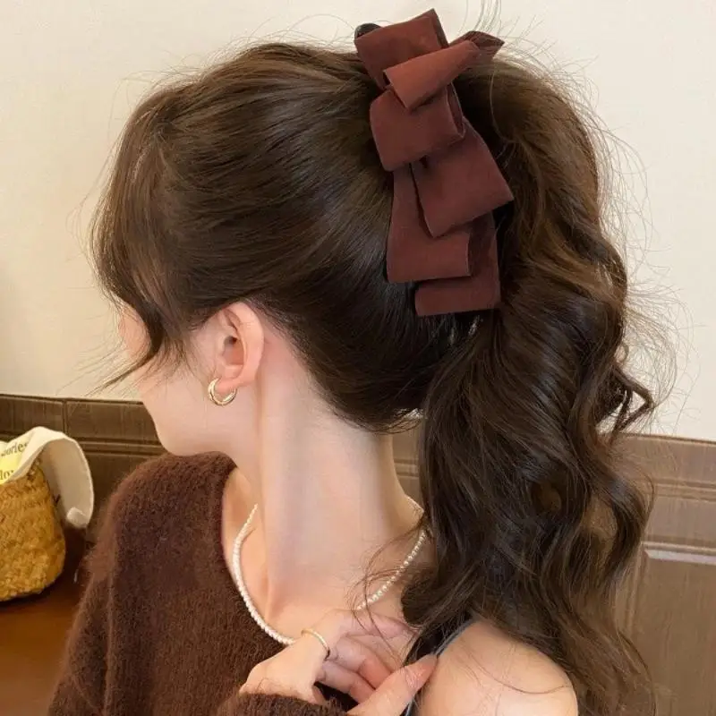 Hochwertige mehrschichtige Schleifen-Bananenklammer Haarnadel Pferdeschwanz-Haarspangen Kopfbedeckung Haarschleifen für Mädchen Haaraccessoires – Detail 4