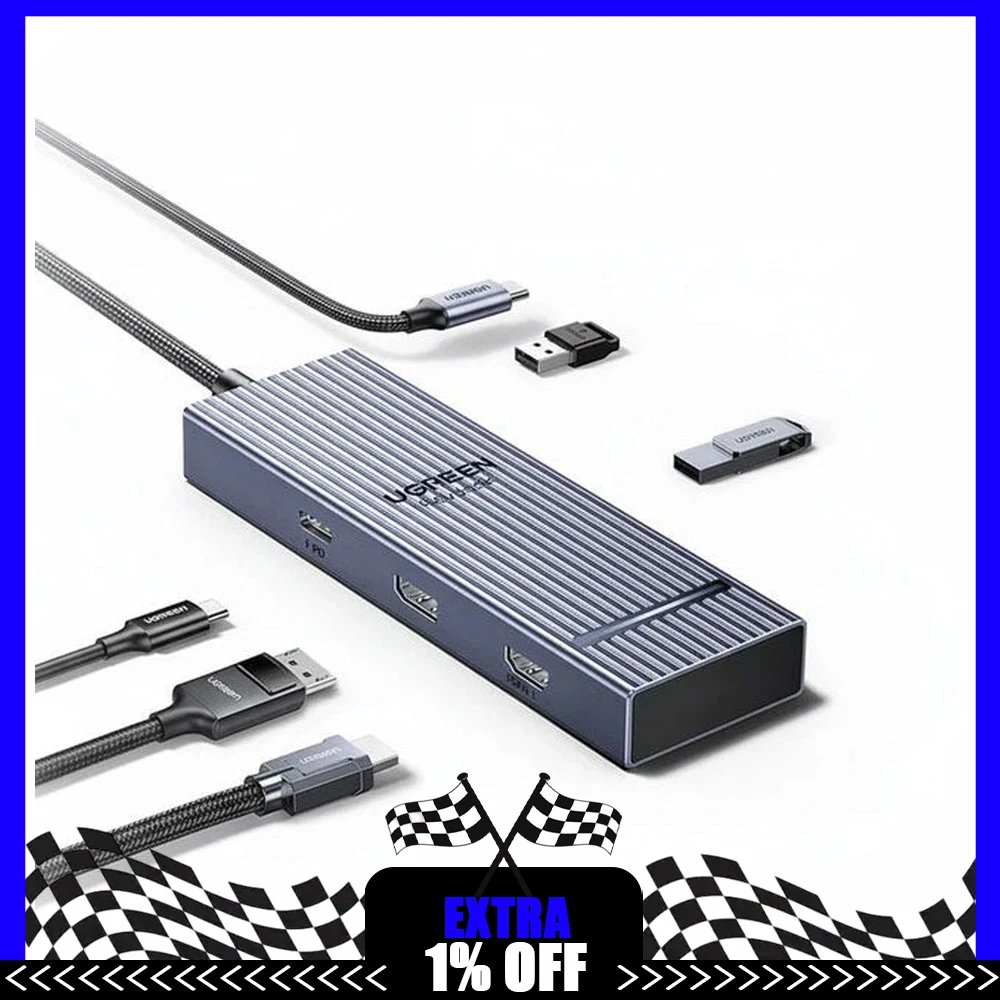 UGREEN CM828 55542 6 in 1 USB C 3.2 Hub 4K 60Hz HDMI 2.5G Ethernet 10Gbps Data 100W PD Multiport Adapter