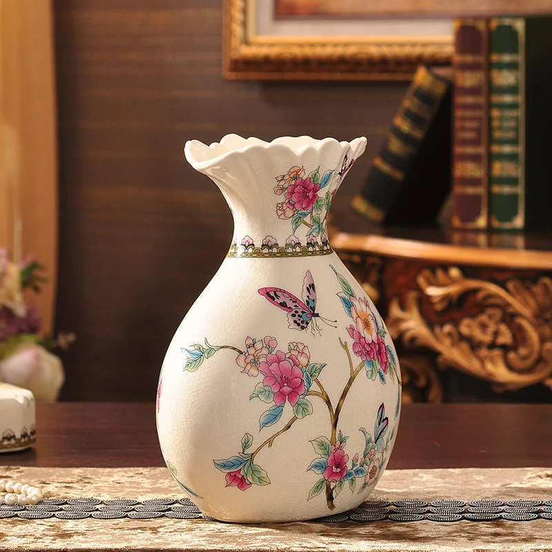 Creative money bag, ceramic vase, home decoration, living room, American style decoration, dry flower arrangement, ornament