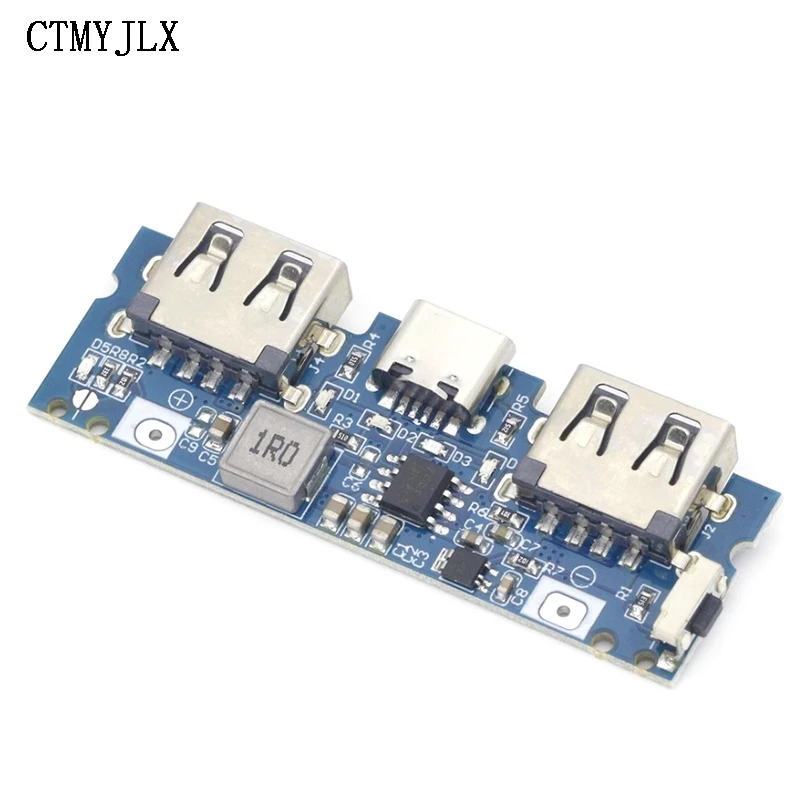 10pcs Lithium Battery Charger Board LED Dual USB 5V 2.4A Micro/Type-C USB Mobile Power Bank 18650 Charging Module For Arduino