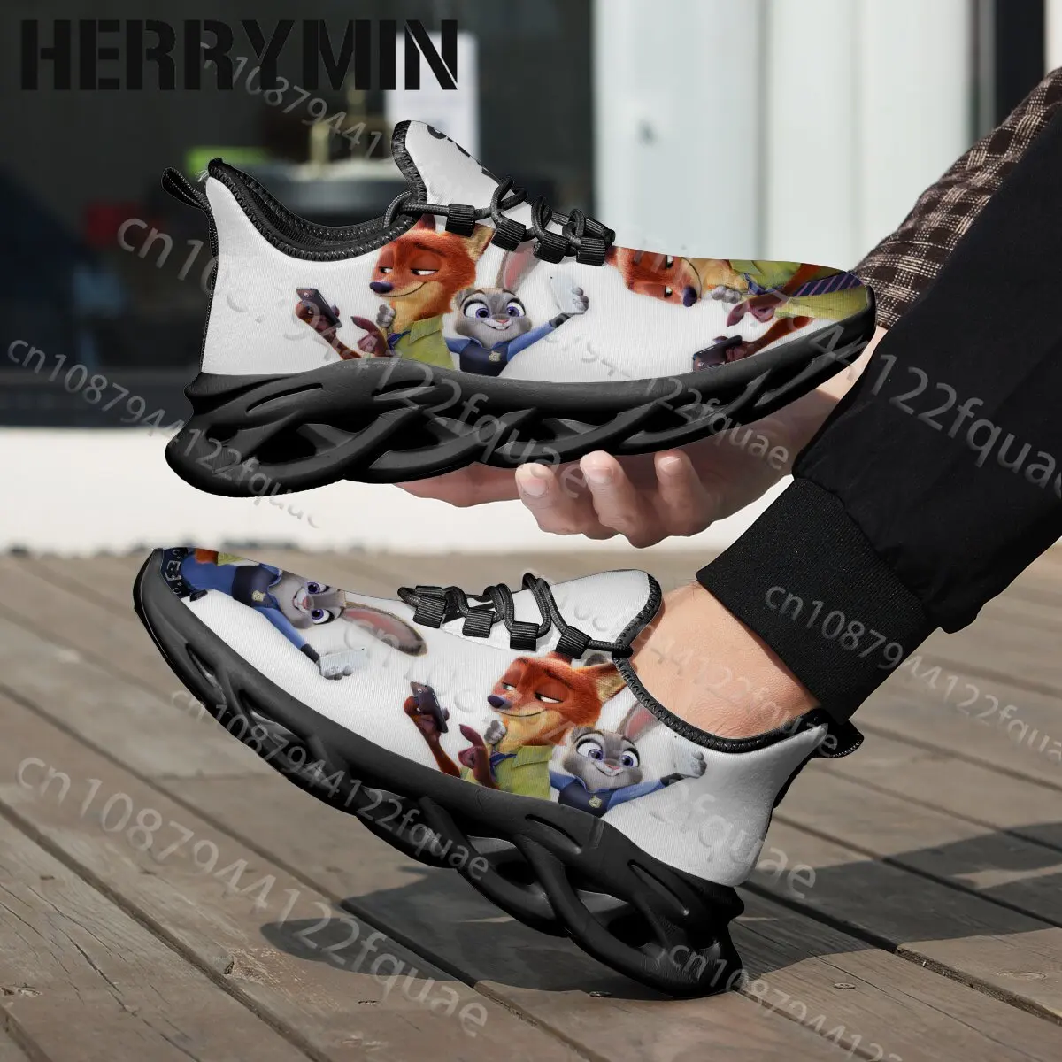 

Zootopia Adult Couple Shoes Man Woman Judy Nick Cartoon Printing Full Coverage Design Lightweight Basketball Shoes Size 28-46