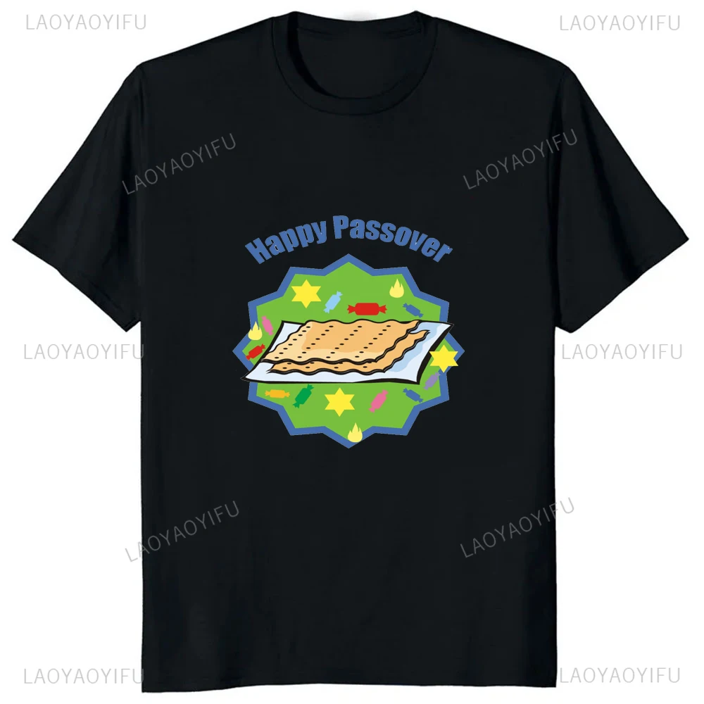 Happy Passover Funny Jewish Printed Classic TShirt Casual Fahsion Loose Man Clothing Y2k Comfort Streetwear Hip Hop Women Tees