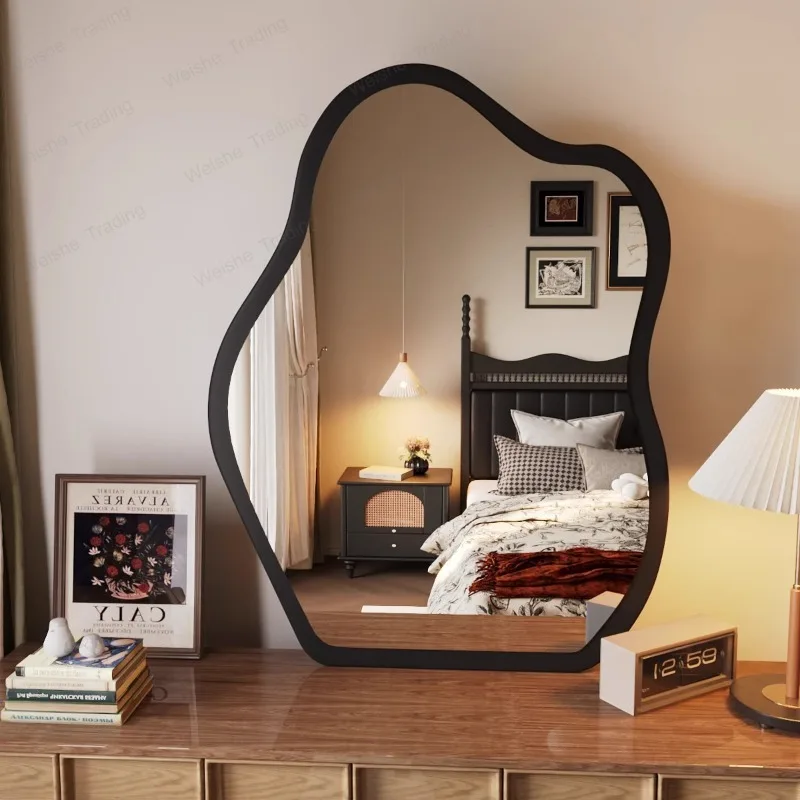Vintage Full Length Floor Mirror Standing Full Body Large Decorative Gold Frame Cloud Accent Bedroom Living Room Furniture