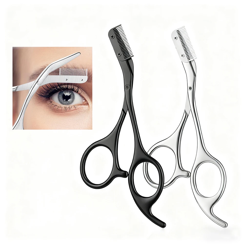 Eyebrow Scissors For Men And Women Makeup Tools One Metal Texture With Comb Eyebrow Razor Beauty Scissors Stainless Steel
