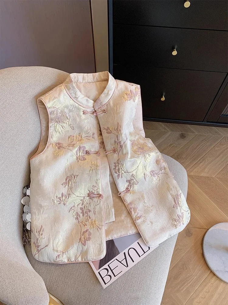 

Новый китайский жилет с тяжелой вышивкой, круглый жилет Ne для весны и осени, высококачественный универсальный жилет с подушечками