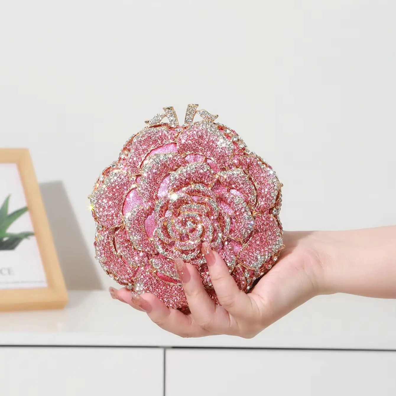 Elegant Flower Wedding Bride Handbag Rhinestone Evening Bag Women Luxury Shiny Party Clutch Purse Designer Diamond Fashion Bags