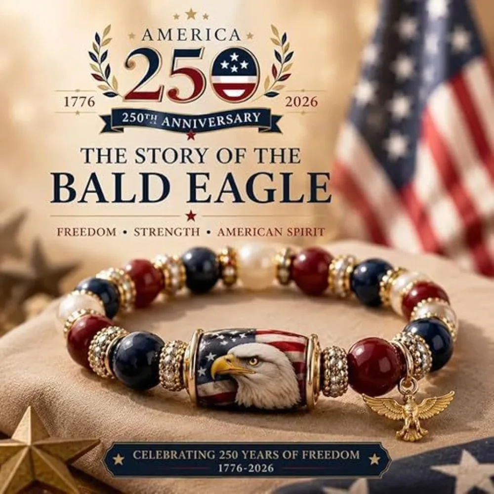 American Independence Day Bracelets White Eagle Jade Marrow Handmade Beaded Elastic Lucky Bracelet Christmas and Halloween Gift