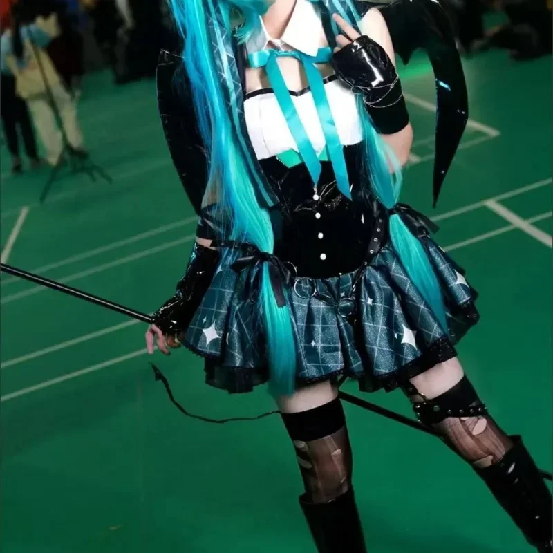 Hatsune Miku cos ชุดคอสเพลย์การ์ตูนแรคคูนน้อยชุดกระโปรงสั้นอนิเมะเด็กผู้หญิงชุดคอสเพลย์ปีศาจฮาโลวีนปาร์ตี้ของขวัญปีใหม่