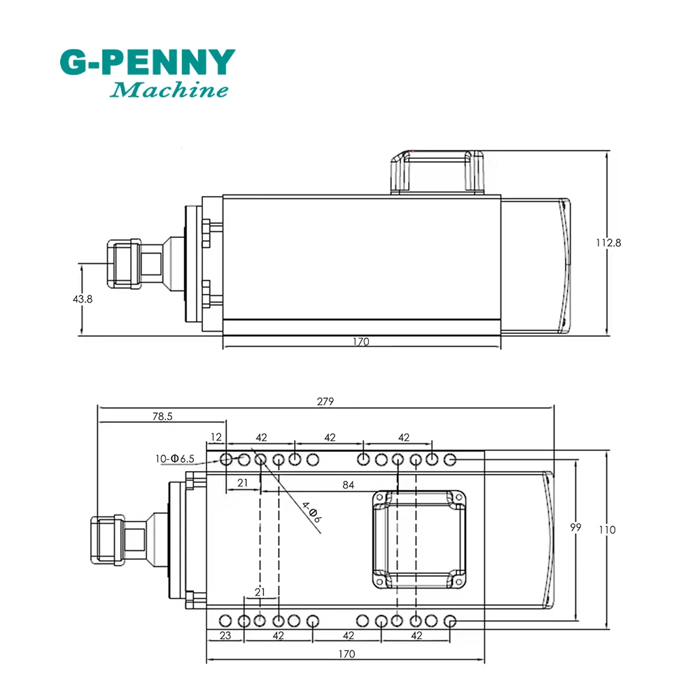 G-PENNY 2.2kw ER20 1000-6000rpm  Permanent Magnet Spindle square Model Air Cooled Spindle Motor Kit