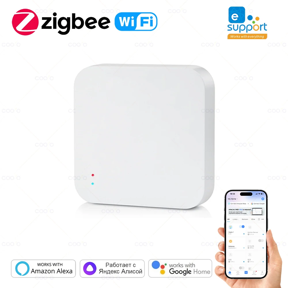

Zigbee 3.0 Gateway Hub Smart Home Wireless Bridge eWeLink App Remote Control Automation Device Works with Alexa Google Assistant