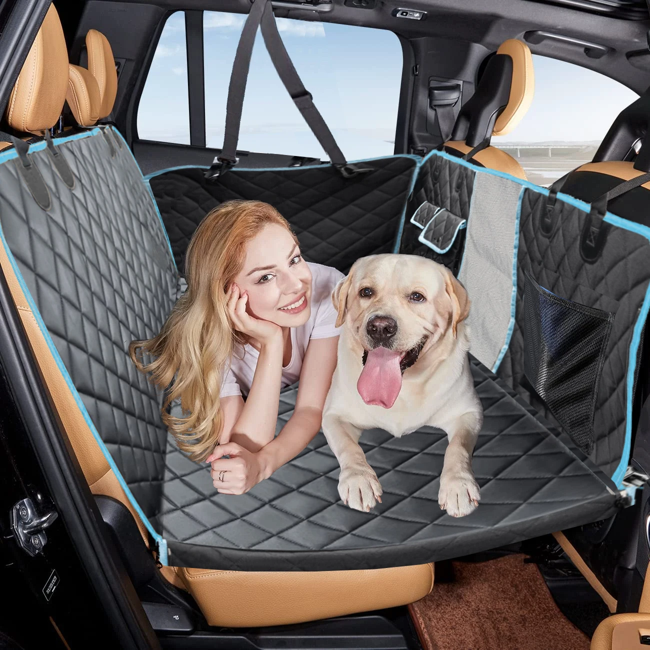 Waterproof Oxford Dog Car Seat Cover Anti-Scratch Non-Slip Dog Hammock with Strong Support Dog Back Seat Extender for Car SUV