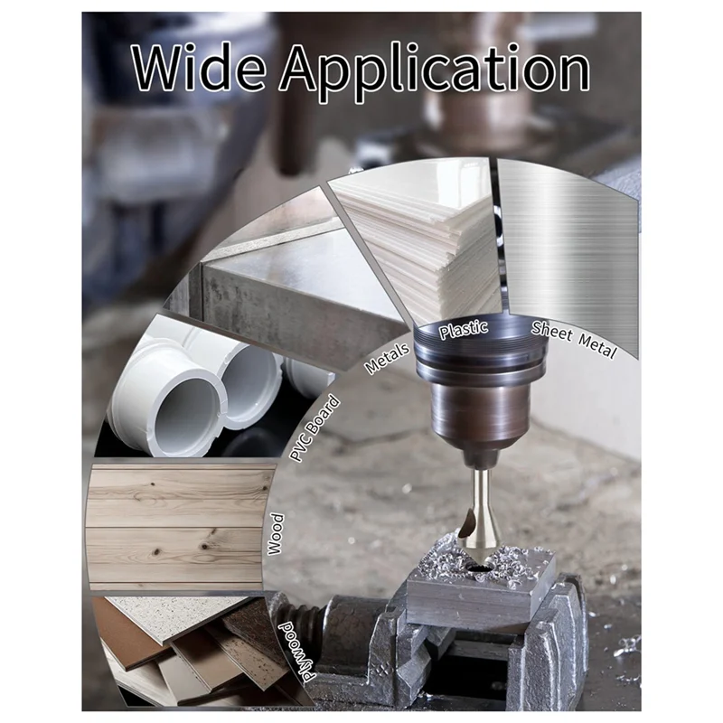 AEE6-Set Mata Bor Countersink, 4 Buah Alat Talang Batang Bulat HSS(4241) Mata Bor Countersink, untuk Kayu, Logam, Plastik, Perak