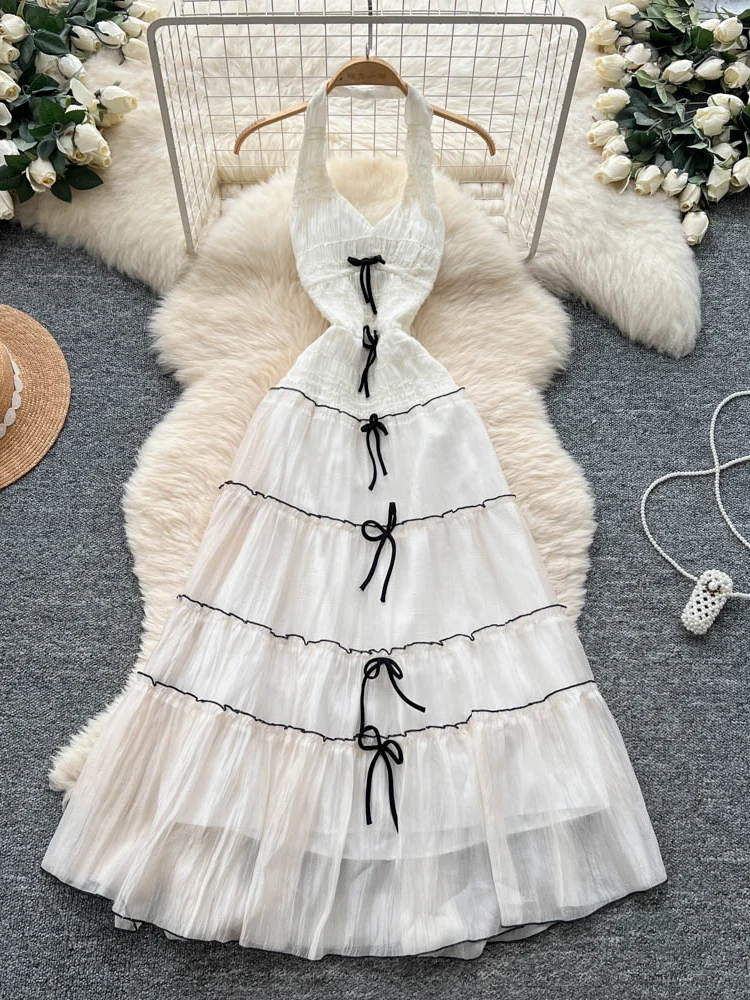 

Уникальная женская длинная юбка Aospheric Pure Desire с завязками на талии и сетчатыми вставками, лето 2025