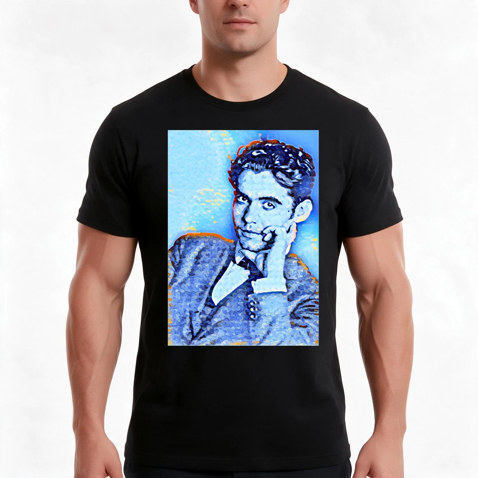 Federico García Lorca Artwork Federico García Lorca Portrait Federico García Lorca Wall Art T-Shirt Summer Casual Cotton Tee