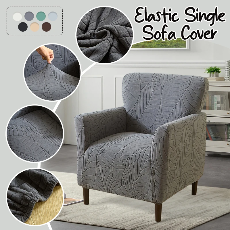 

Tub Club Armchair Covers Leaves Jacquard Bar Chair Cover Home Internet Cafe Study Bar Universal Relax Single Sofa Slipcovers