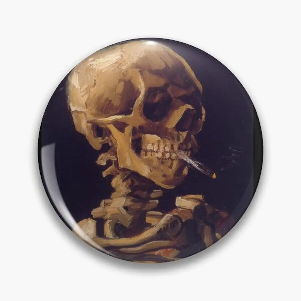 Vincent Van Gogh's 'Skull with a Burning Cigarette'  Pin Buttons Brooches  Jewelry Accessory Customize Brooch Fashion Lapel B