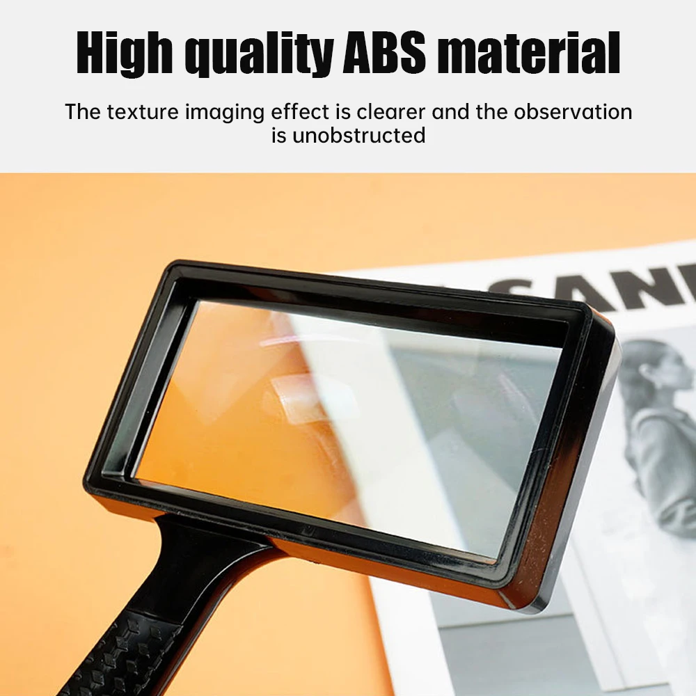 Handheld Rectangular Magnifying Glass 100x50mm with Scale Jewelry Identification Loupe for Reading Coins Stamps