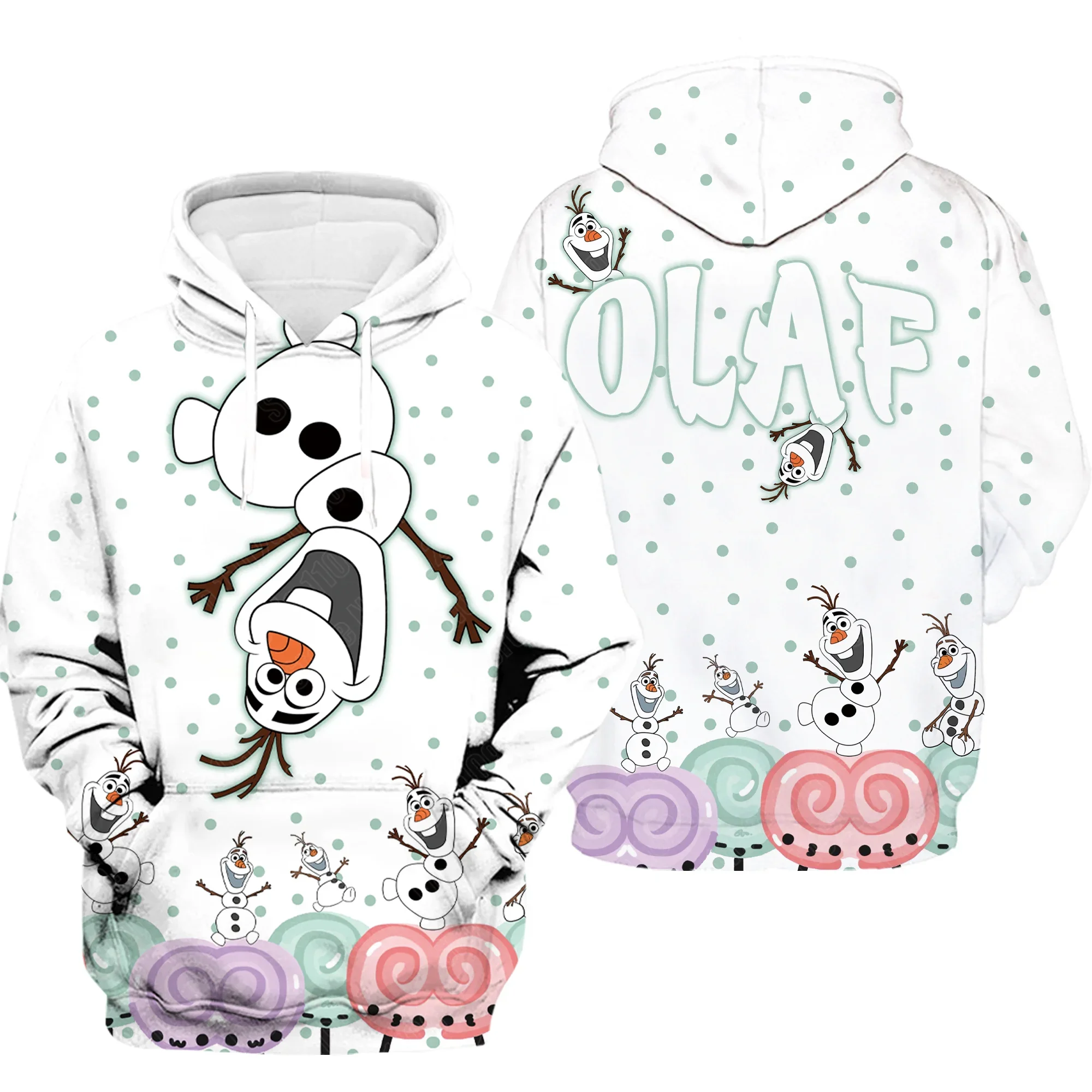 Disney Elsa Anna Kristoff Olaf Sven Cartoon Men Women 3D Print High Quality Fleece Zipper Hoodies Pullover Tops Dropshipping