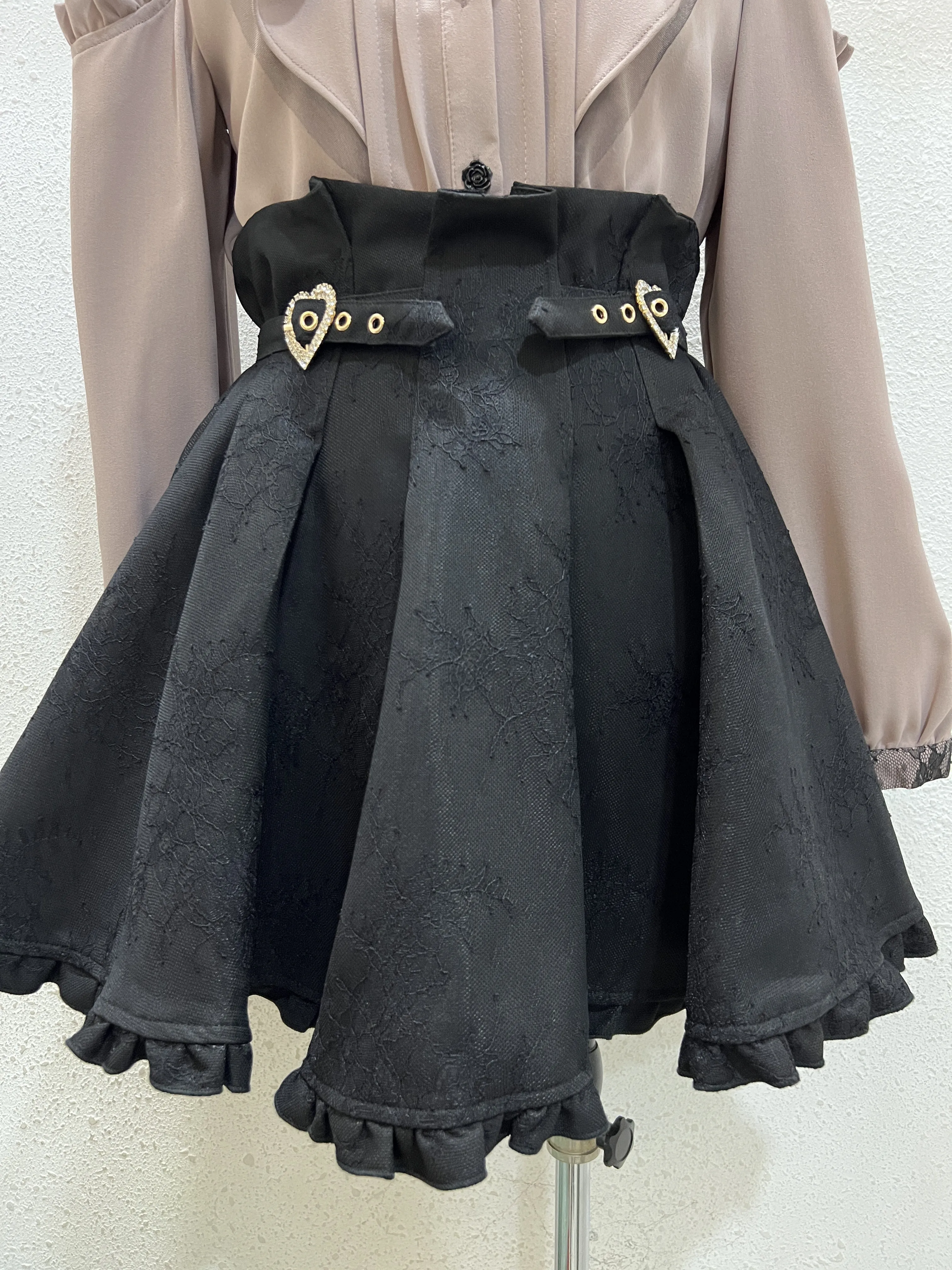 Japanese Rojita New Heart Buckle Rhinestone Mine Series Mass-Produced All-Match and Sweet Cute Skirt Skirt