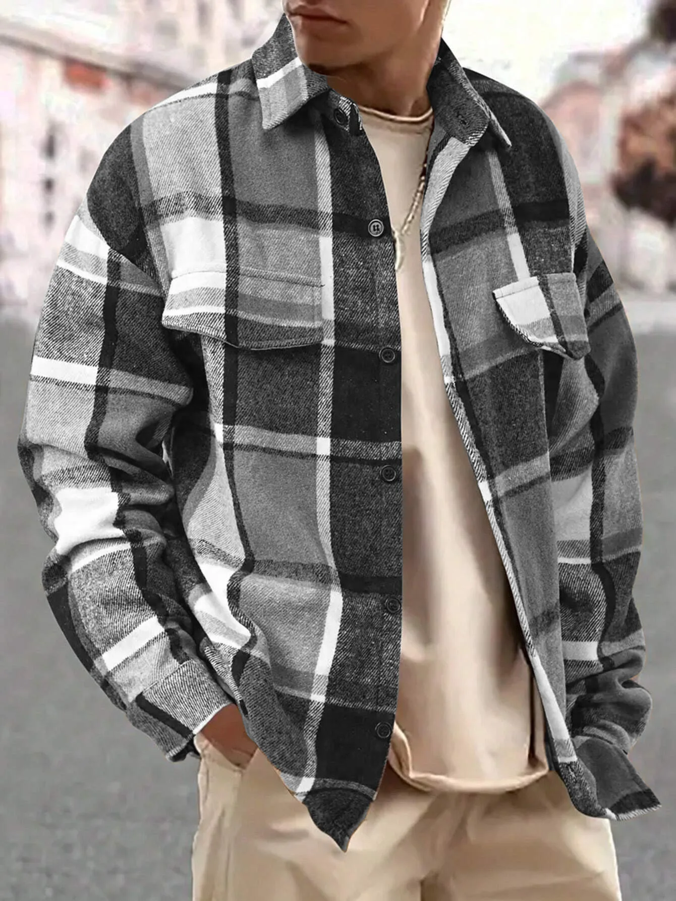2026 New Autumn/Winter Women's Coat Fashionable, Comfortable, Loose, Casual, Commuting Versatile, Simple Retro Checkered Coat