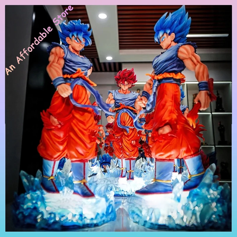 33cm In Stock Jt Dragon Ball Action Figure Desktop Ornament Statue Super Blue Wukong Double-Headed Model Gk Figure Model
