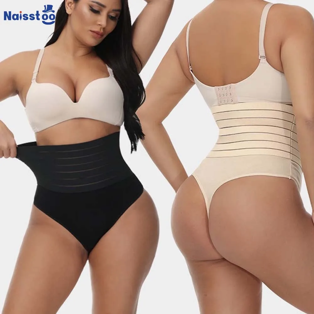 Damen-Tanga mit hoher Taille, Shapewear, Bauchkontrolle, Höschen, Körperformung und Bauchkompression, Tanga, Body Shaper-Unterwäsche