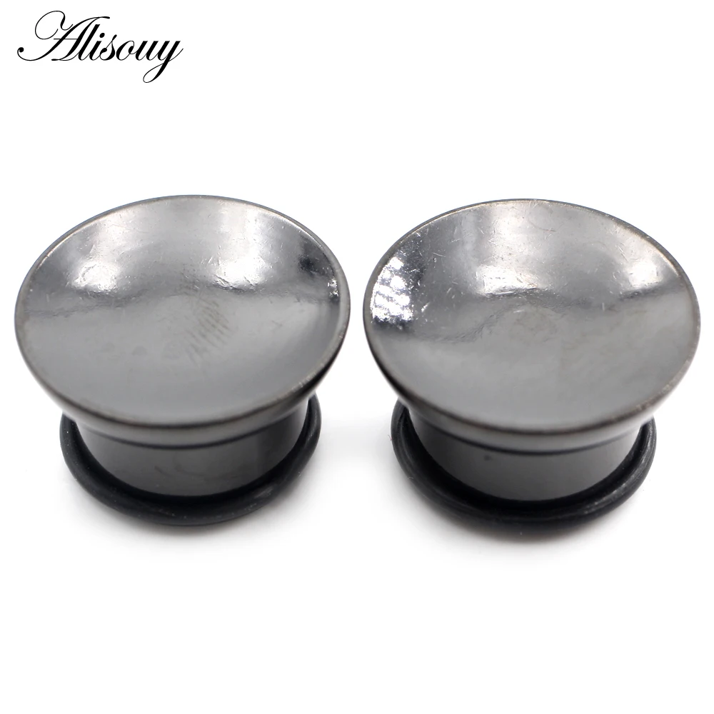 Alisouy 2PCS Concave Hollow Stainless Steel Bowl Shaped Flared Ear Tunnels Plugs Expander Stretcher Gauges Piercing Body Jewelry