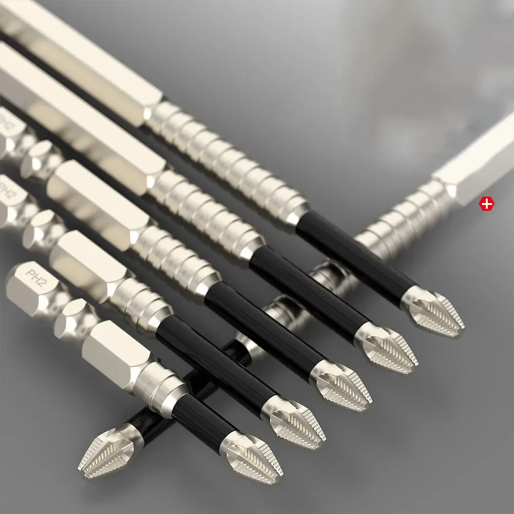 Magnetic Screwdriver Bit Alloy Steel Anti Slip Long Drill Bits 1/4 Hex Shank PH 2 Head Screwdriver Bit Hand Tools 25-150mm
